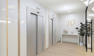 Elevator lobby with modern design and decor