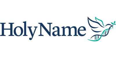 Holy Name logo featuring a dove and DNA strand