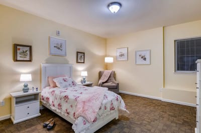 Cozy private bedroom with floral decor