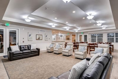 Interior common area with seating and dining space