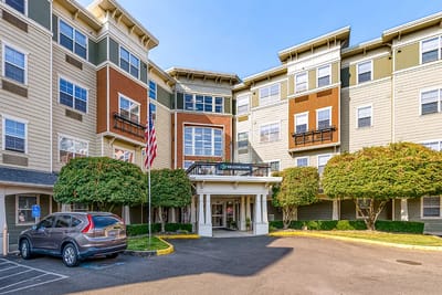 Exterior view of Sellwood Senior Living facility entrance