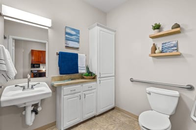 Clean and bright bathroom with modern fixtures