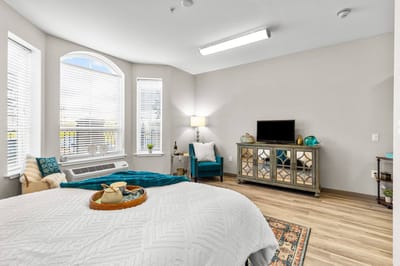 Bright and inviting resident room with modern decor
