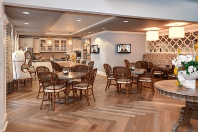 Bright dining area with elegant seating arrangements