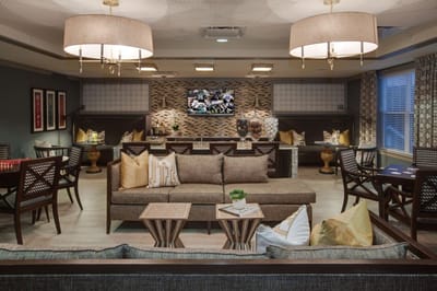 Comfortable common area with seating and decor