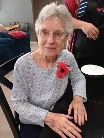 Senior resident participating in an indoor activity
