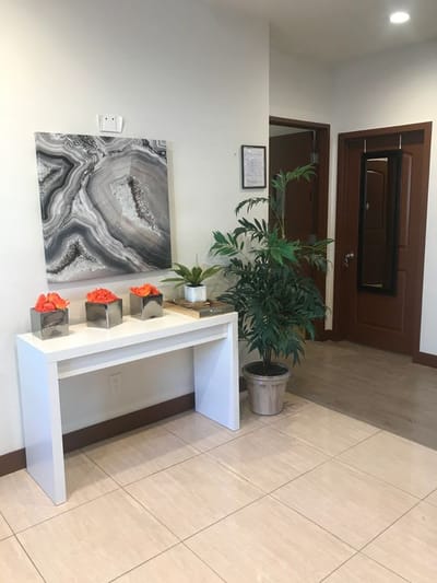 A stylish interior space with plants and artwork