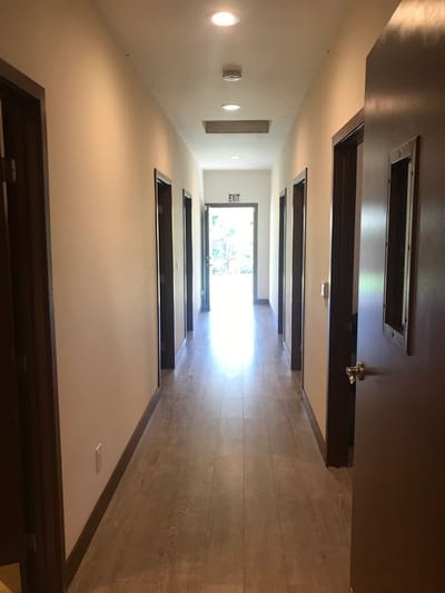 Interior hallway of a senior living facility