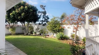 Well-maintained outdoor space with grass and trees