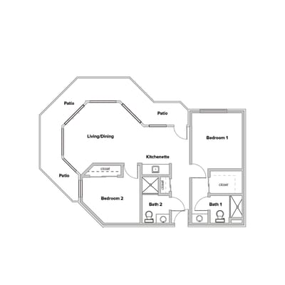Architectural floor plan of a residential unit