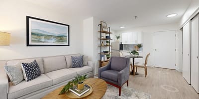 Cozy living room space in a senior apartment