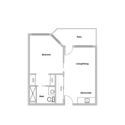 Architectural floor plan of a resident unit