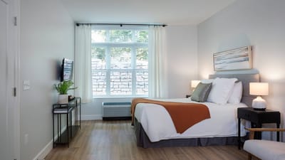 Private resident room with natural light and modern decor