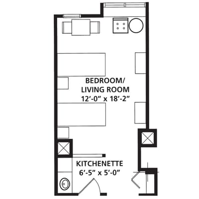Architectural floor plan of a unit layout