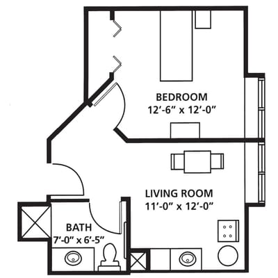 Architectural floor plan with room dimensions