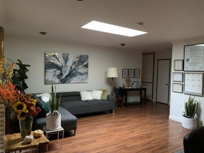 Interior view of a welcoming common area in the facility.