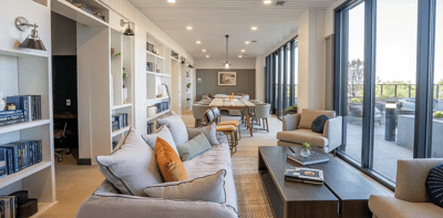Bright common area with comfortable seating