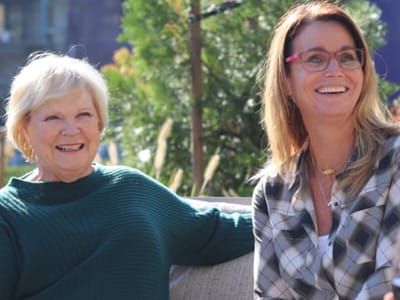 Residents enjoying time outdoors with smiles