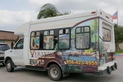 Facility transport van featuring residents' activities