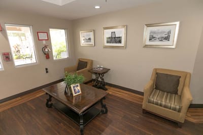 Common area with seating and wall art