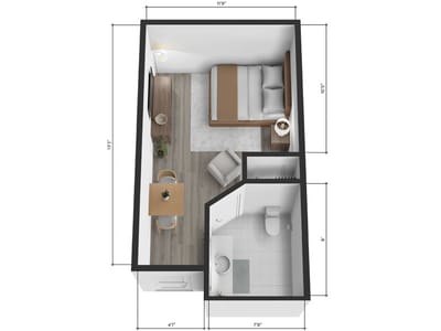 Architectural floor plan of a resident room