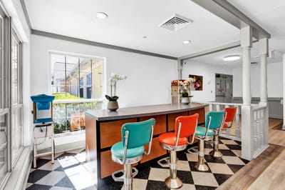 Interior common area with colorful seating