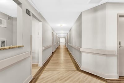 Bright corridor in an assisted living facility