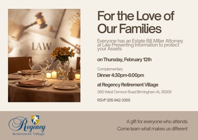 Elegant dining setup for an event at Regency Retirement Village