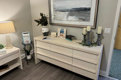 Cozy interior of a senior living facility common area