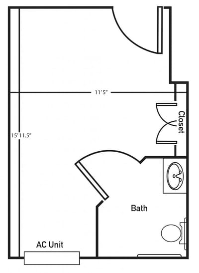 Architectural floor plan of a resident unit