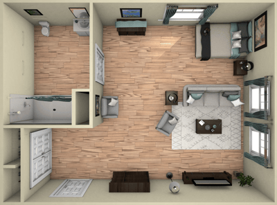 Interior layout of a private resident room