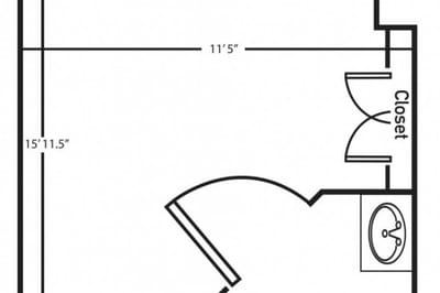Architectural floor plan of a resident unit