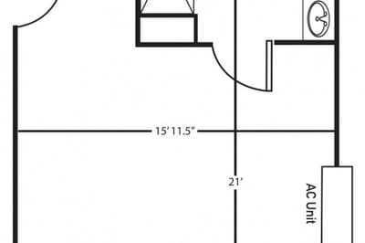 Architectural floor plan of a resident unit