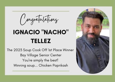 Congratulations message for a soup cook-off winner