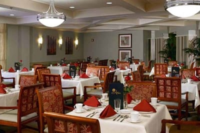 Elegant dining area set up for meals