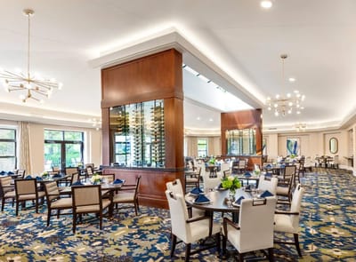 Dining room with elegant decor and seating