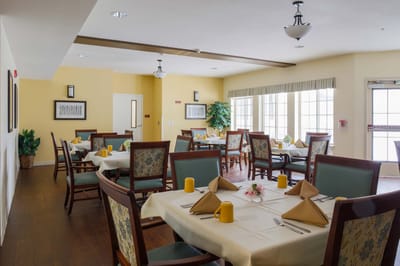 Bright dining area set for a meal