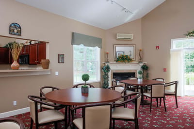 Interior common area with tables and seating