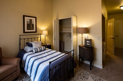Cozy interior view of a private resident room