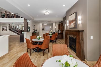 Comfortable common area with seating and decor