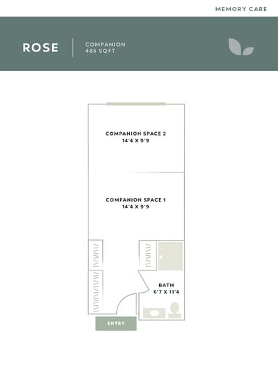 Architectural floor plan for memory care unit