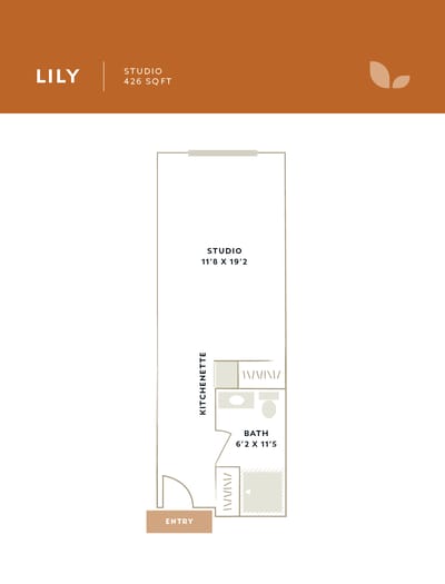 Architectural floor plan of a studio layout