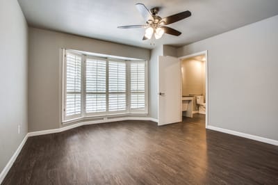 Bright interior view of a private resident room
