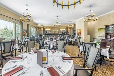 Elegant dining room set for a meal service