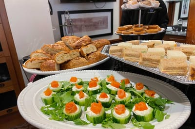 A platter of elegant food items at a gathering