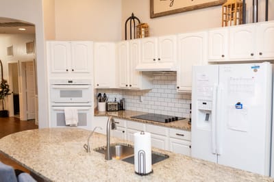 Well-equipped kitchen in a senior living facility