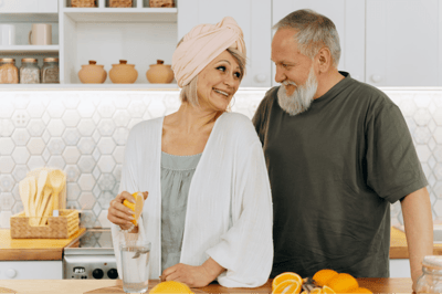 Couple enjoying time together in a kitchen