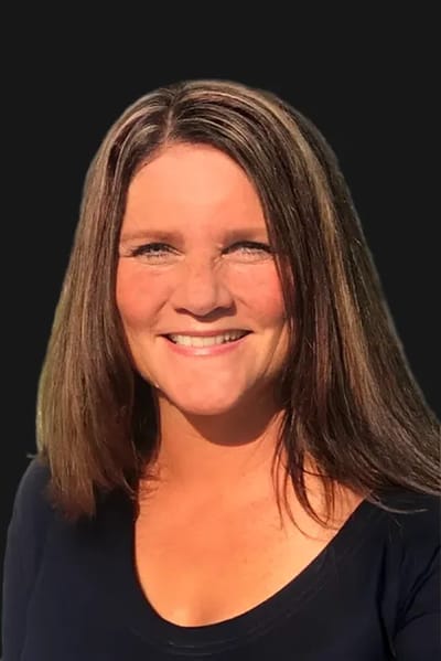 Smiling woman with long hair
