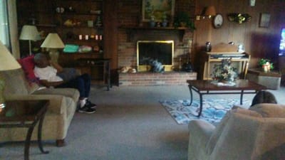 Common area with residents relaxing and socializing.