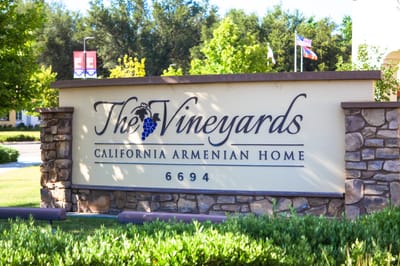 Facility sign for The Vineyards in California